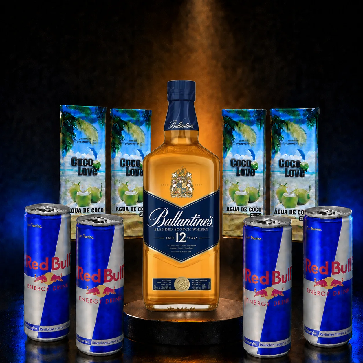 COMBO DE BALLANTINES 12 ANOS C/ RED BUL